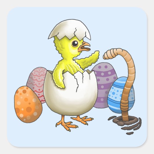 Pasenkuiken uit het ei gekomen vierkante sticker (Voorkant)