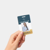 Pasfoto ID-badge met logo en naam Badge (Handheld)