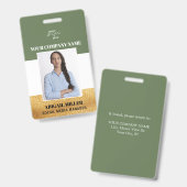 Pasfoto ID-badge met logo groen Badge (Voor- en achterkant)