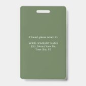 Pasfoto ID-badge met logo groen Badge (Achterkant)