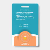 Pasfoto ID-badge met logo, naam en barcode Badge (Achterkant)