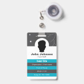 Pasfoto Medewerker, QR-code, Naambadge Badge (Voorzijde met uittrekbare clip)