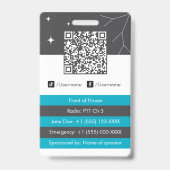 Pasfoto Medewerker, QR-code, Naambadge Badge (Achterkant)