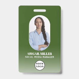 Pasfoto met verloop boog groen badge voor werkneme