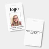 Pasfoto Schoon Professioneel Naam Badge (Voor- en achterkant)