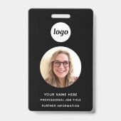Pasfoto Schoon Professioneel Zwart Naam Badge (Voorzijde)