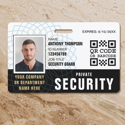 Pasfoto voor veiligheidswacht Identificatie Zwart  Badge