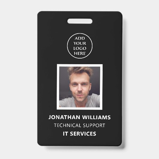 Pasfoto Zakelijk modern logo Personeelsnaam Functi Badge (Voorzijde)