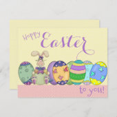 Pasgebak en gekleurde eitjes Kaart voor kinderen (Voorkant / Achterkant)