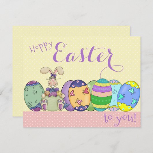 Pasgebak en gekleurde eitjes Kaart voor kinderen (Voorkant / Achterkant)