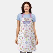Pasgebaren Floral Pattern Monogram Naam Apron Schort (Gedragen)