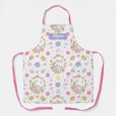 Pasgebaren Floral Pattern Monogram Naam Apron Schort (Voorkant)