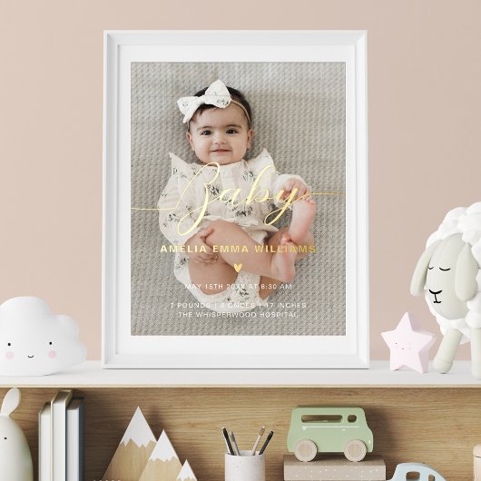 Pasgeboren aangepaste foto's, Baby en geboortelest Folie Afdrukken