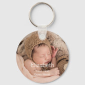 Pasgeboren Baby 2 Foto Naam Sleutelhanger (Voorkant)