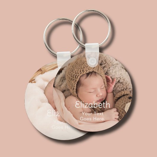 Pasgeboren Baby 2 Foto Naam Sleutelhanger
