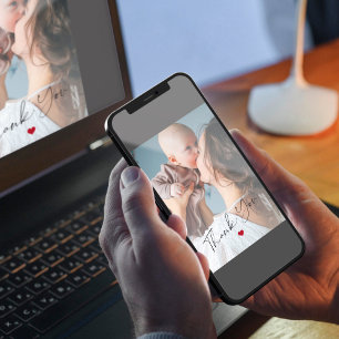 Pasgeboren baby 2 foto's eenvoudig script dank u k kaart