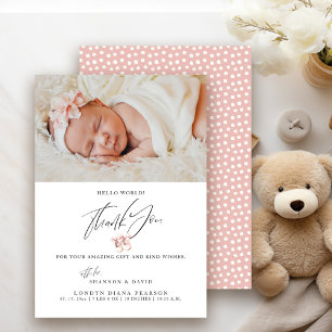 Pasgeboren Baby Bedankt Foto Geboorteaankondiging
