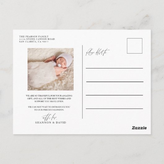 Pasgeboren Baby Bedankt Foto Geboorteaankondiging Briefkaart (Achterkant)