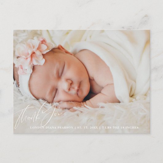 Pasgeboren Baby Bedankt Foto Geboorteaankondiging Briefkaart (Voorkant)