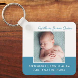 Pasgeboren baby Blue Photo Cute Double Sided Sleutelhanger