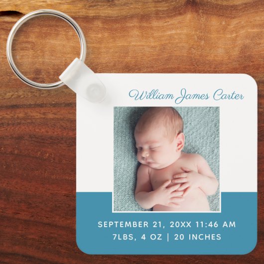 Pasgeboren baby Blue Photo Cute Double Sided Sleutelhanger (Voorkant)