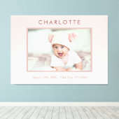 Pasgeboren baby blush roze foto canvas afdruk (Insitu (Houten vloer))