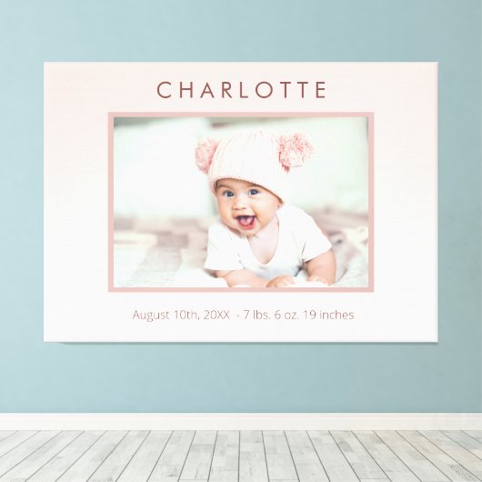 Pasgeboren baby blush roze foto canvas afdruk (Insitu (Houten vloer))