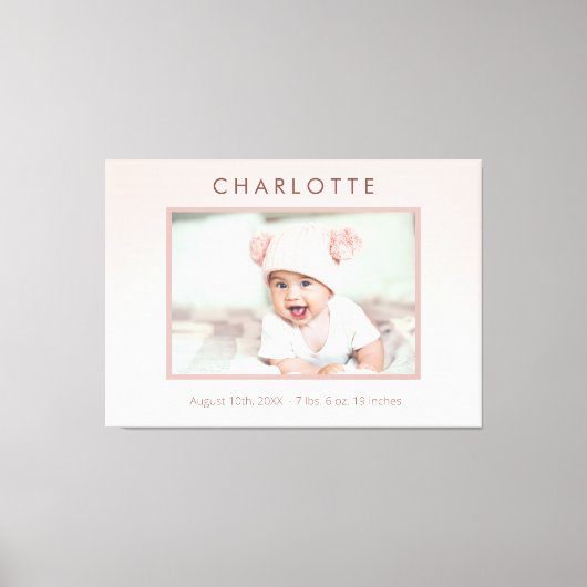 Pasgeboren baby blush roze foto canvas afdruk (Voorkant)