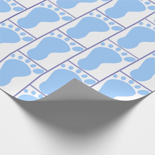 Pasgeboren Baby Boy Blue Foot indruk Cadeaupapier (Hoek)