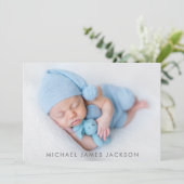Pasgeboren Baby Boy Foto Flat Aankondiging Kaart (Staand voorkant)