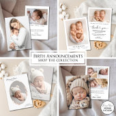 Pasgeboren Baby Boy Foto Flat Aankondiging Kaart