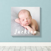 Pasgeboren Baby Boy Fotografie Persoonlijke naam Canvas Afdruk (Insitu (Houten vloer))