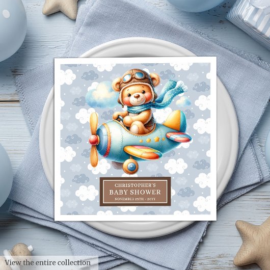 Pasgeboren Baby Boy Teddy Bear Pilot Servetten Cus