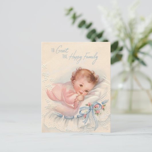 pasgeboren baby briefkaart (Staand voorkant)