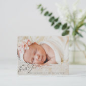 Pasgeboren Baby Dank u foto geboorte aankondiging Briefkaart (Staand voorkant)