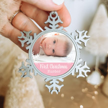 Pasgeboren Baby eerste kerstfoto Roze Snowflakes