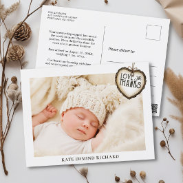 Pasgeboren Baby Foto Bedankt Geboorte Aankondiging Briefkaart