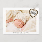 Pasgeboren Baby Foto Bedankt Geboorte Aankondiging Briefkaart (Voorkant)