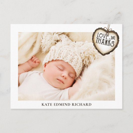 Pasgeboren Baby Foto Bedankt Geboorte Aankondiging Briefkaart (Voorkant)