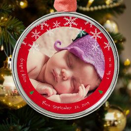 Pasgeboren Baby Foto Eerste Kerstkerkeepalk Metalen Ornament