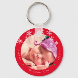 Pasgeboren Baby Foto Eerste Kerstkerkeepalk Sleutelhanger