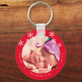 Pasgeboren Baby Foto Eerste Kerstkerkeepalk Sleutelhanger (Voorkant)