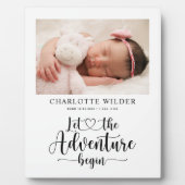 Pasgeboren Baby Foto Geboorte Stats Plaque Fotoplaat (Voorkant)