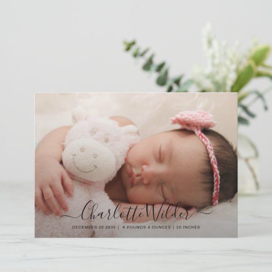 Pasgeboren Baby Foto geboortedatum bekendmaking pl (Staand voorkant)