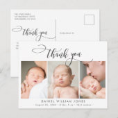 Pasgeboren Baby Foto Modern Script Collage Dank u Briefkaart (Voorkant / Achterkant)