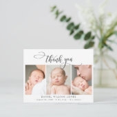 Pasgeboren Baby Foto Modern Script Collage Dank u Briefkaart (Staand voorkant)