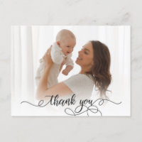 Pasgeboren Baby Foto Moderne Calligrafie Bedankt