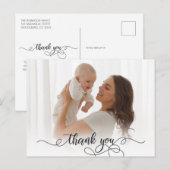 Pasgeboren Baby Foto Moderne Calligrafie Bedankt  Briefkaart (Voorkant / Achterkant)