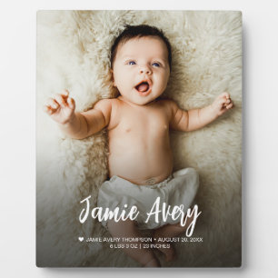 Pasgeboren Baby foto naam Script geboorte statisti Fotoplaat