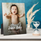 Pasgeboren Baby foto naam Script geboorte statisti Fotoplaat (Zijkant)